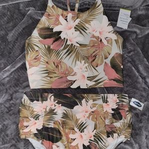 Plus size Two piece floral swim suit